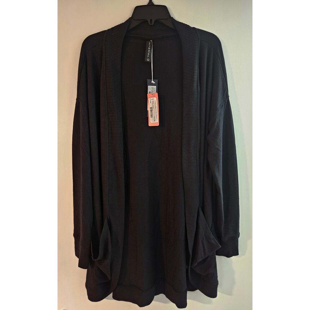 Brand New Interval Women’s Cocoon Cardigan In Textured Black Size Large